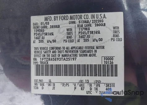 2003 Ford Ranger Edge/Xlt from USA, damaged, VIN 1FTZR45E93TA25197